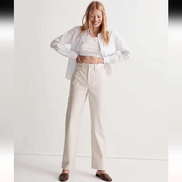 Madewell The Perfect Vintage Straight Jean Faux Leather Pants size 28 - Picture 1 of 8